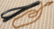 Exclusive brass plated chain dog lead with leather handle Exclusive brass plated chain dog lead with leather handle