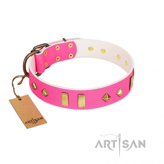 gentle temptation fdt artisan pink leather cane corso collar