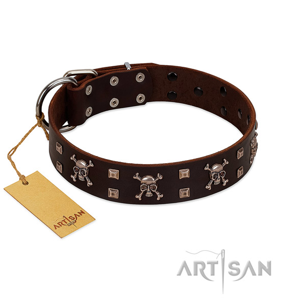 Soft to touch natural leather dog collar made for your doggie