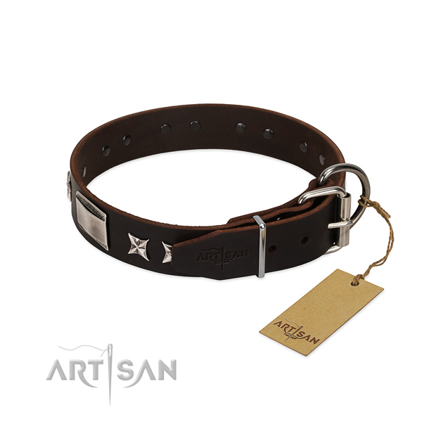 Perfect fit collar of genuine leather for your stylish doggie
