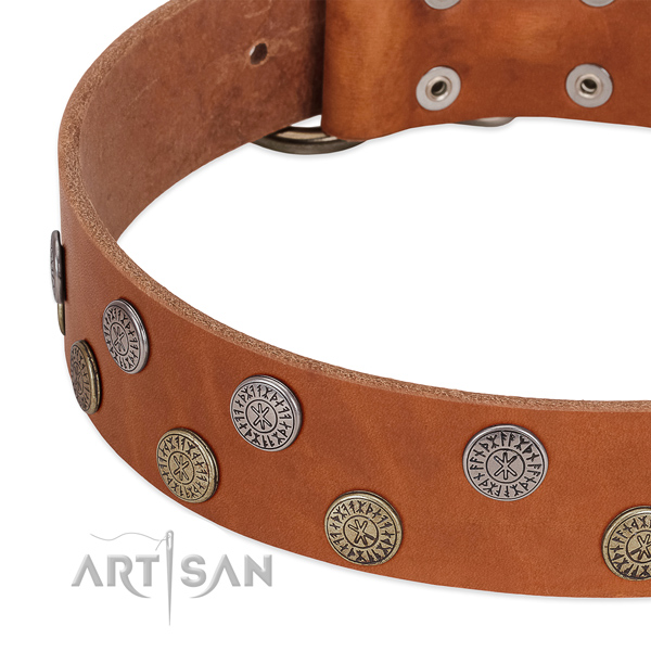 Stunning natural leather collar for easy wearing your canine
