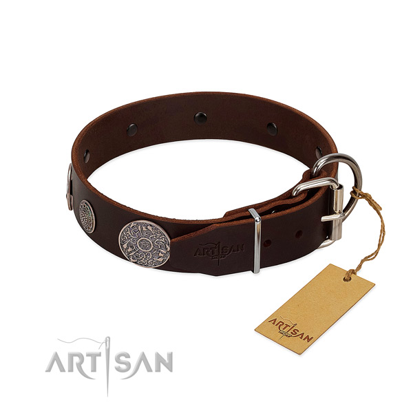 Unique genuine leather collar for your handsome doggie