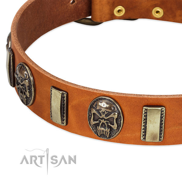 Rust resistant fittings on full grain natural leather dog collar for your canine
