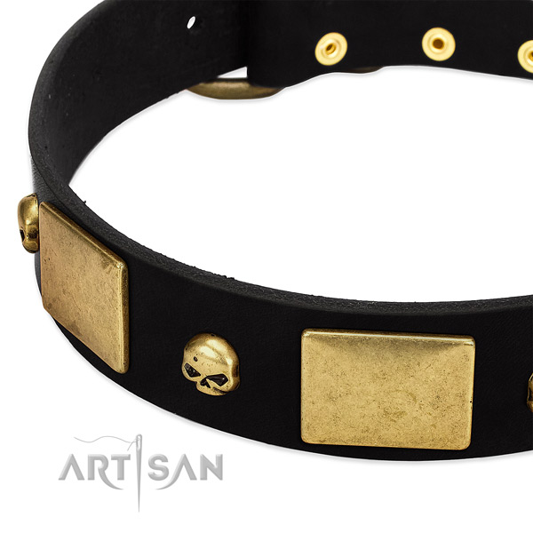 Unusual full grain genuine leather collar for your beautiful canine