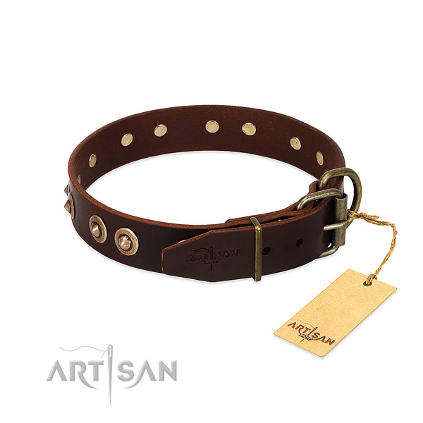 Rust-proof fittings on full grain leather dog collar for your pet