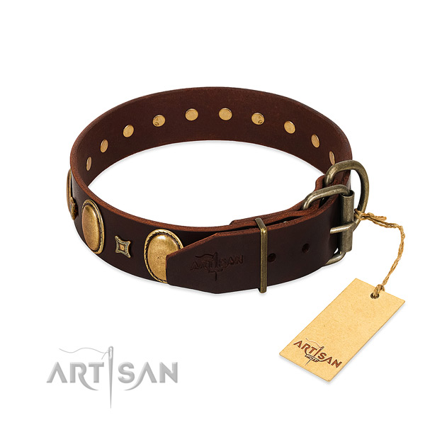 Strong full grain leather collar created for your pet