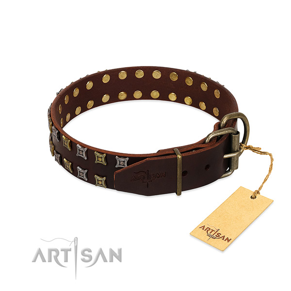 Gentle to touch leather dog collar made for your dog