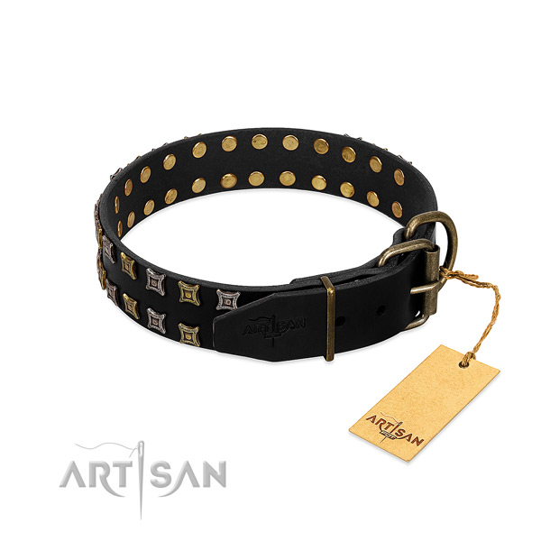 Flexible full grain leather dog collar handcrafted for your canine