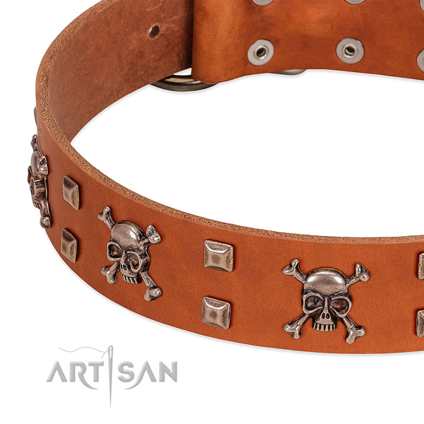 Stylish design full grain leather collar for your dog