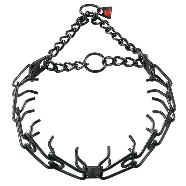Black stainless steel prong collar for poorly behaved pets